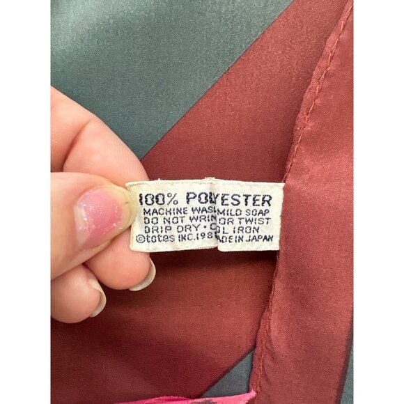 Vtg Totes Rain Scarf Water-Repellent Square 27" Red & Gray Striped Polyester Jap - Picture 4 of 5